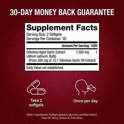 Nuvani Odorless Aged Garlic Extract Softgels