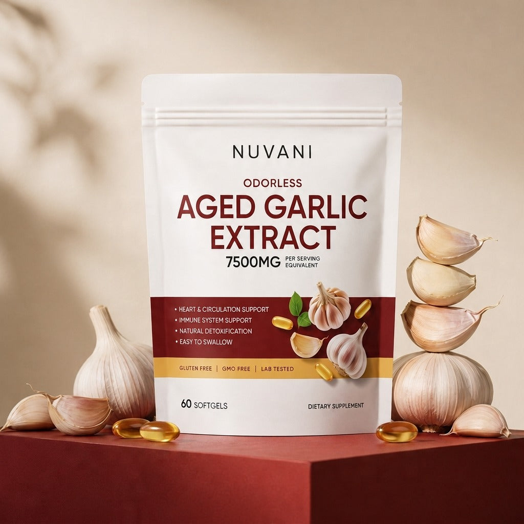 Nuvani Odorless Aged Garlic Extract Softgels